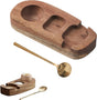 1 set - Wooden egg holder - with spoon - Stylish tray - Sturdy design - Suitable for breakfast, brunch, V1188-ZXY-11165