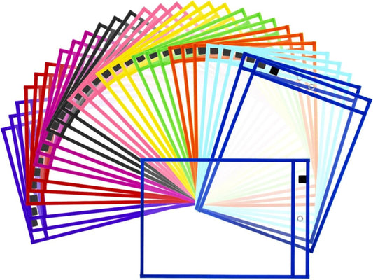 Erasable and Writable Folders - Pack of 30 | Includes 30 water-based whiteboard markers and 1 eraser - V1188-ZXY-11176