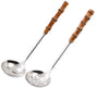 Spoons - 2-Piece Set - Stainless Steel Soup Spoon with Bamboo Handle - Long Handle Soup Spoon - Soup Spoon - V1188-ZXY-11181
