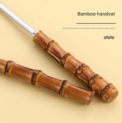 Spoons - 2-Piece Set - Stainless Steel Soup Spoon with Bamboo Handle - Long Handle Soup Spoon - Soup Spoon - V1188-ZXY-11181