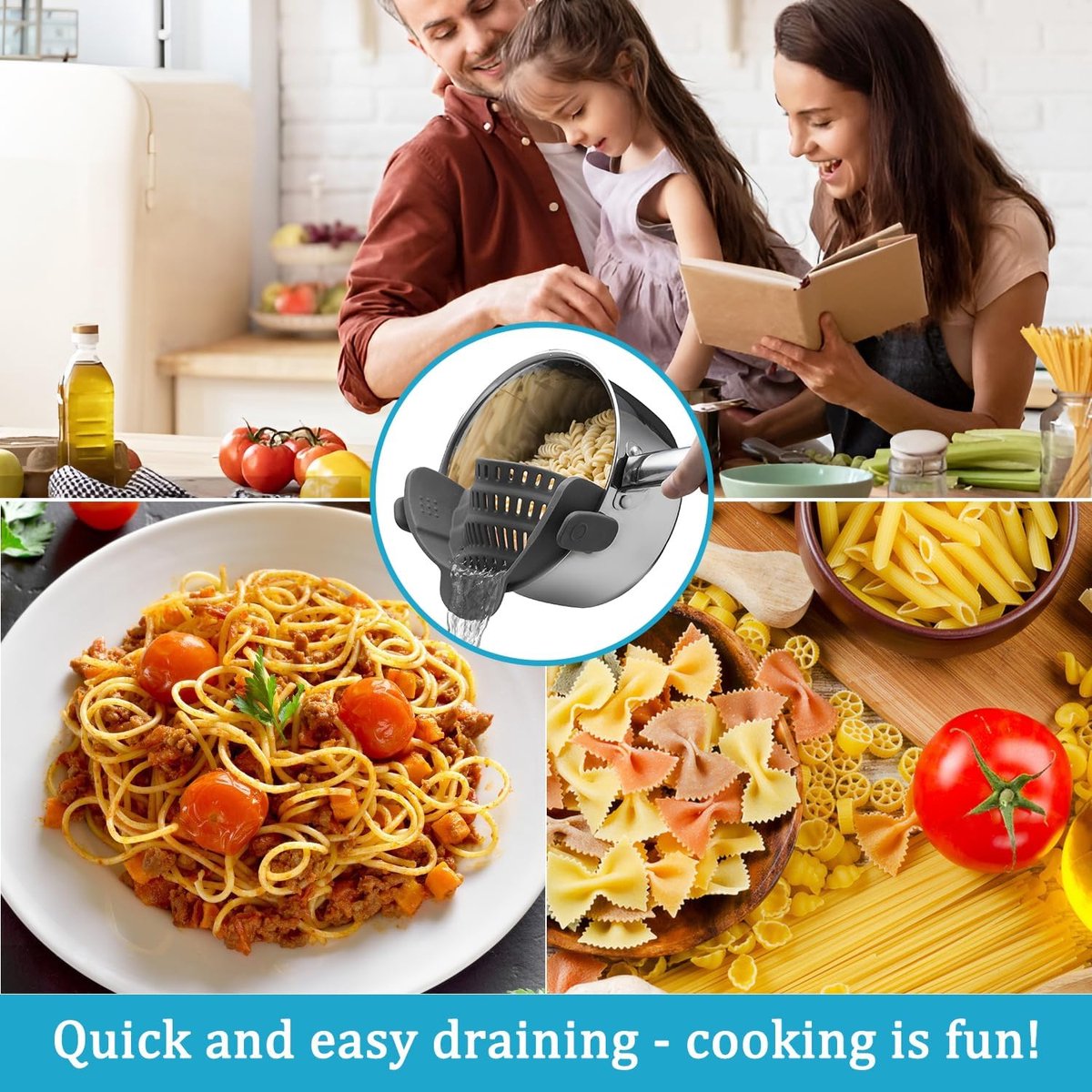 Water Filter - Cookware Filter - Pasta Drainer - Suitable for all cookware - Perfect for draining pasta, V1188-ZXY-11184