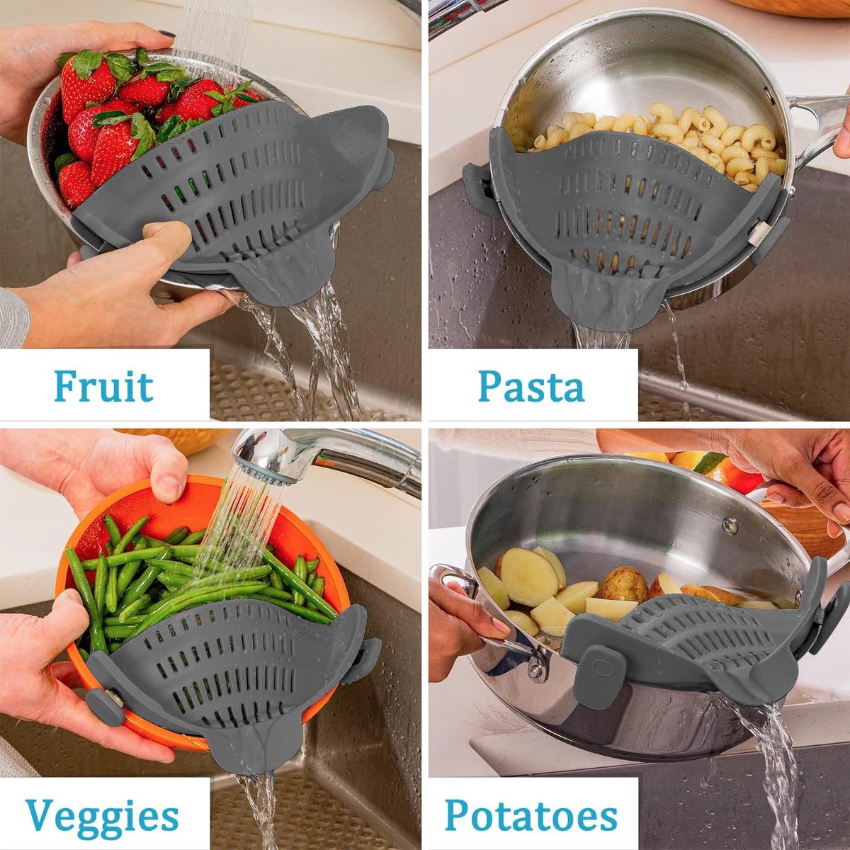 Water Filter - Cookware Filter - Pasta Drainer - Suitable for all cookware - Perfect for draining pasta, V1188-ZXY-11184