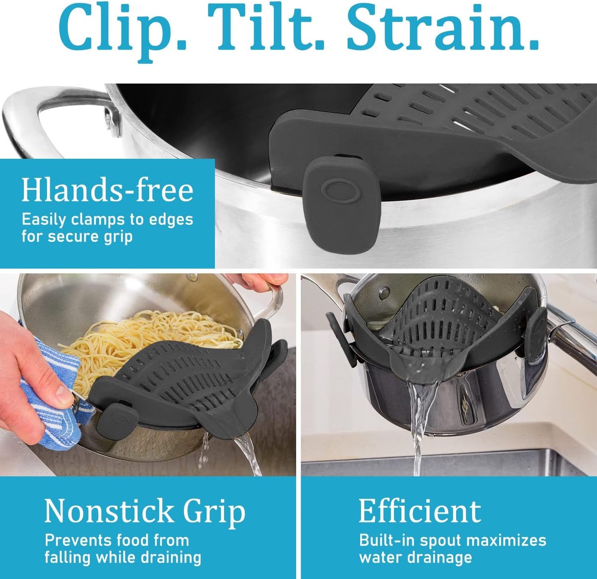 Water Filter - Cookware Filter - Pasta Drainer - Suitable for all cookware - Perfect for draining pasta, V1188-ZXY-11184