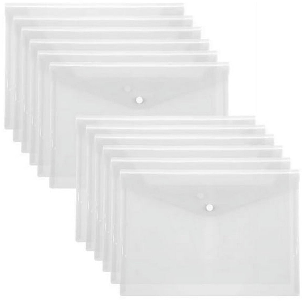 Waterproof folder - Plastic envelope - 12-pack - Transparent A4 letterhead size - with snap closure - V1188-ZXY-11187