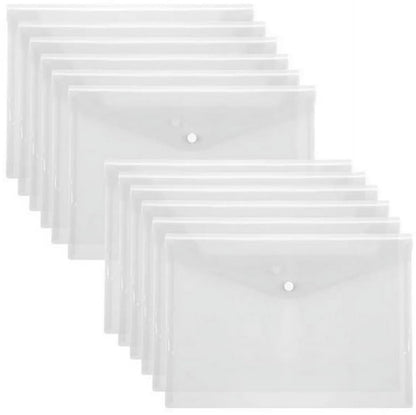 Waterproof folder - Plastic envelope - 12-pack - Transparent A4 letterhead size - with snap closure - V1188-ZXY-11187