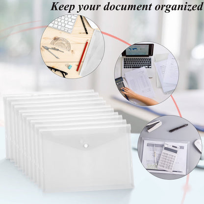 Waterproof folder - Plastic envelope - 12-pack - Transparent A4 letterhead size - with snap closure - V1188-ZXY-11187