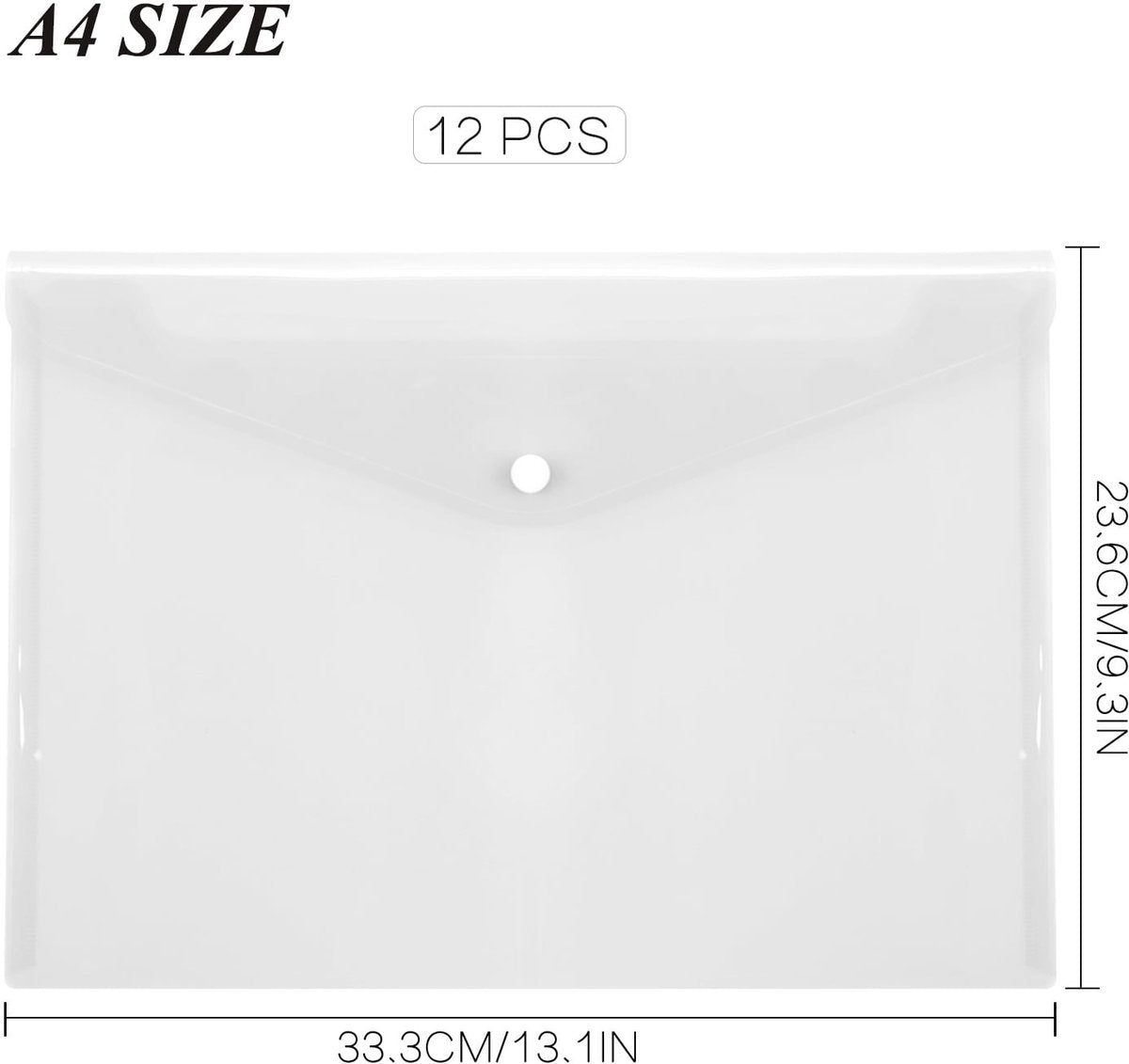 Waterproof folder - Plastic envelope - 12-pack - Transparent A4 letterhead size - with snap closure - V1188-ZXY-11187