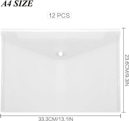 Waterproof folder - Plastic envelope - 12-pack - Transparent A4 letterhead size - with snap closure - V1188-ZXY-11187