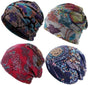 Beanie - Knitted Hat - 4-Piece Set - Bohemian Print - Soft Polyester - Suitable for Autumn and Winter V1188-ZXY-11190