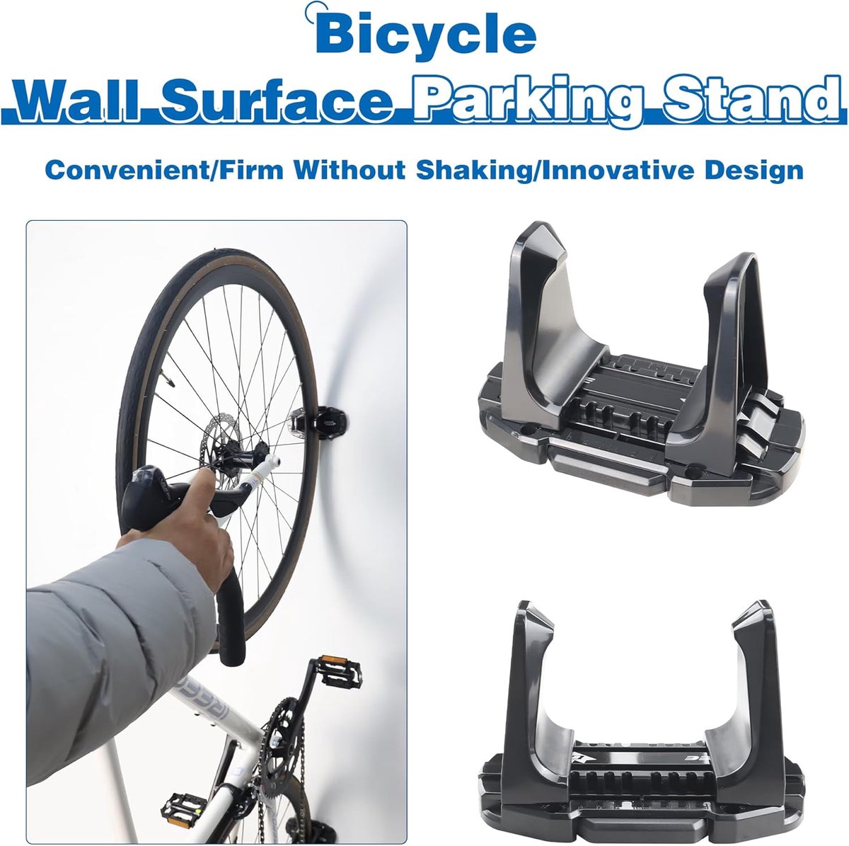 Bicycle Wall Mount - Up to 60 kg Load Capacity - For Tires 27-83 mm - Space-Saving Suspension for Garage & V1188-ZXY-11194