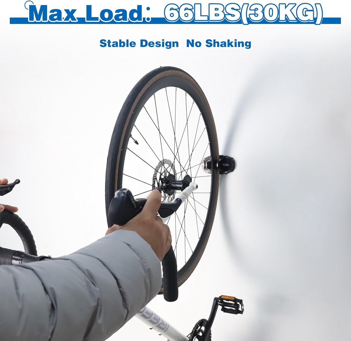 Bicycle Wall Mount - Up to 60 kg Load Capacity - For Tires 27-83 mm - Space-Saving Suspension for Garage & V1188-ZXY-11194