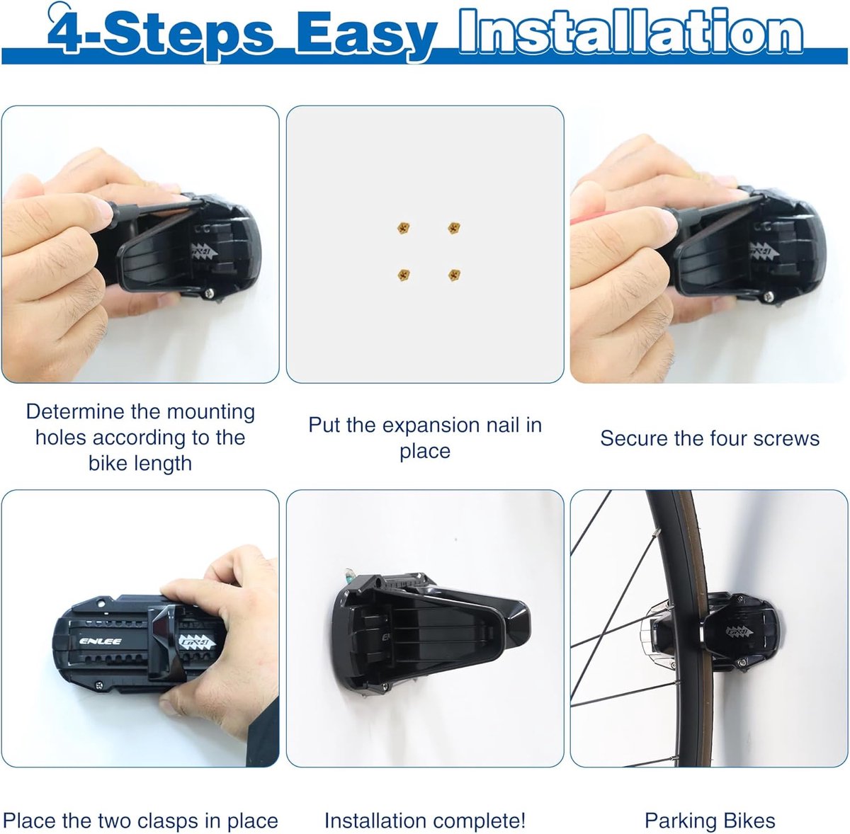 Bicycle Wall Mount - Up to 60 kg Load Capacity - For Tires 27-83 mm - Space-Saving Suspension for Garage & V1188-ZXY-11194