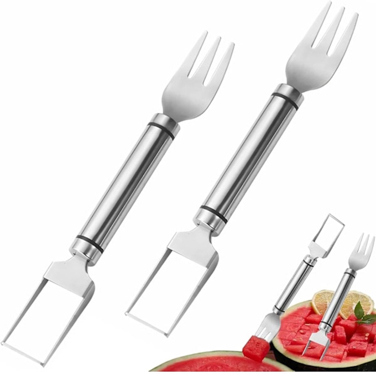 Watermelon Fork - Multifunctional Watermelon Slicer - Fruit Cutter - Portable Tool 2-Piece Set V1188-ZXY-11199