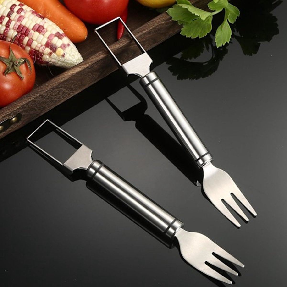 Watermelon Fork - Multifunctional Watermelon Slicer - Fruit Cutter - Portable Tool 2-Piece Set V1188-ZXY-11199