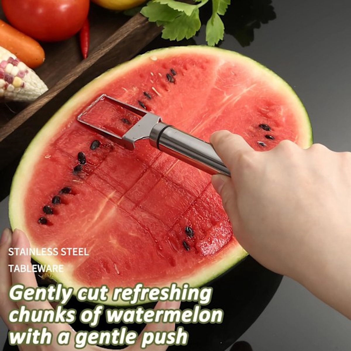 Watermelon Fork - Multifunctional Watermelon Slicer - Fruit Cutter - Portable Tool 2-Piece Set V1188-ZXY-11199