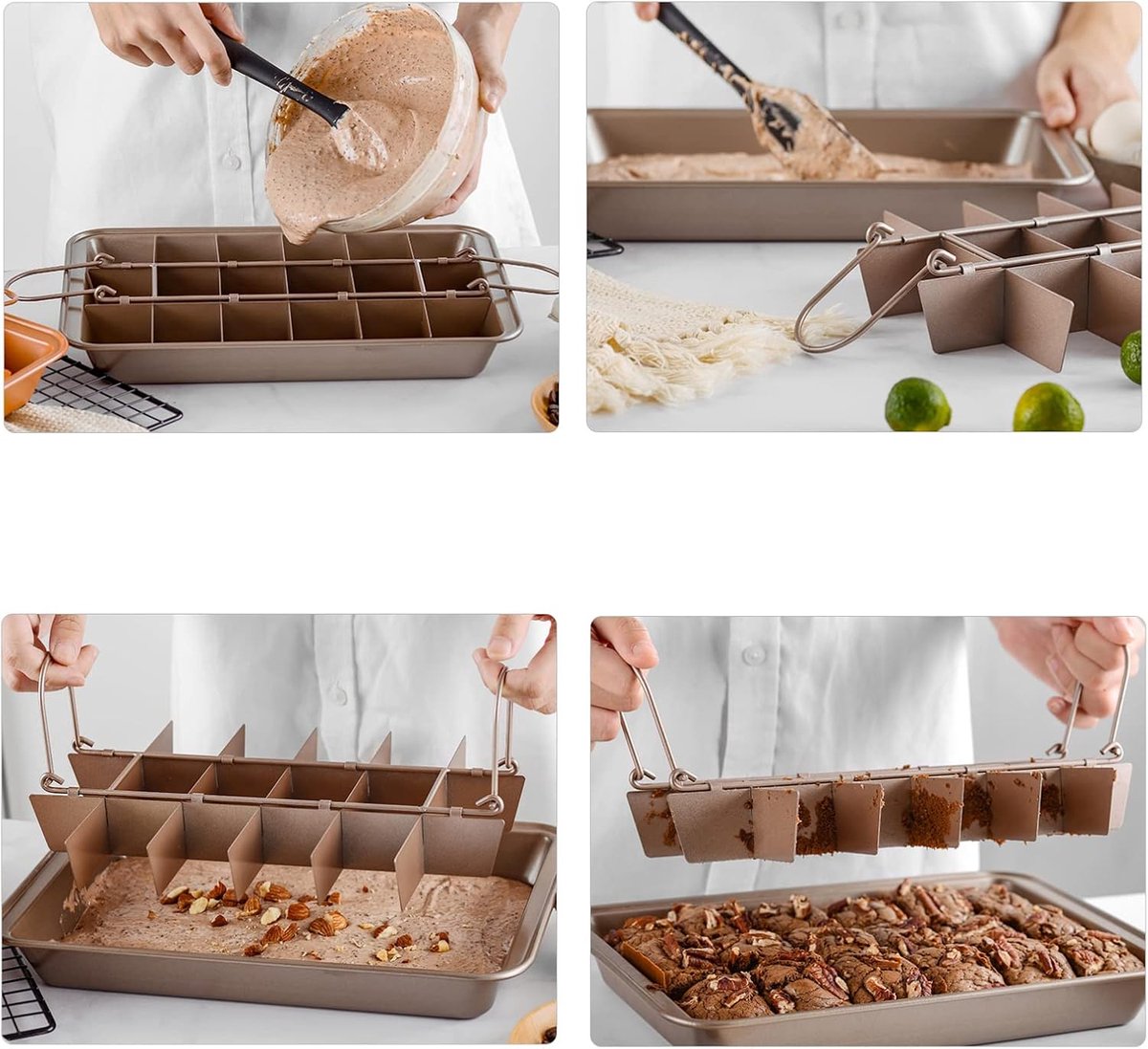 Baking Pan - Cake Pan - Bread Baking Pan - Baking Tray - With Cutting Aid Function - With Non-Slip Handle - V1188-ZXY-11204