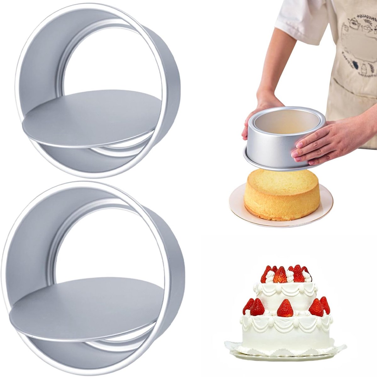 Cake Pans - 2-Piece Set - Round Cake Pans - Non-Stick Baking Pans - Aluminum Baking Pans 15cm and 20cm - V1188-ZXY-11212