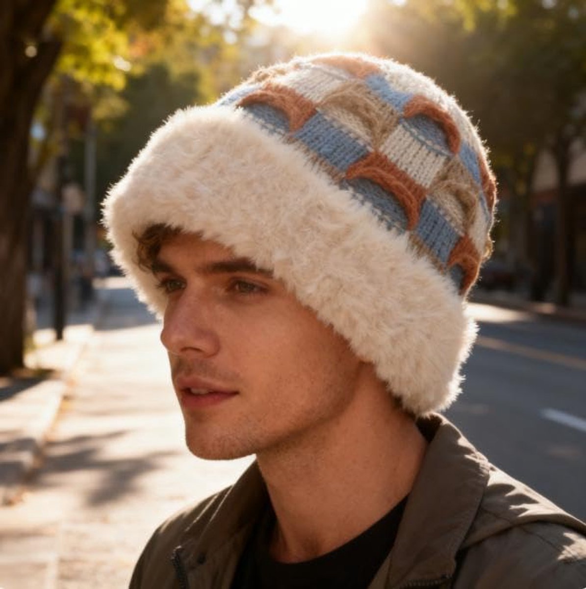 Winter Warm Knitted Hat - With Fleece Lining - Unisex - Suitable for Cold Weather(Beige) V1188-ZXY-11224