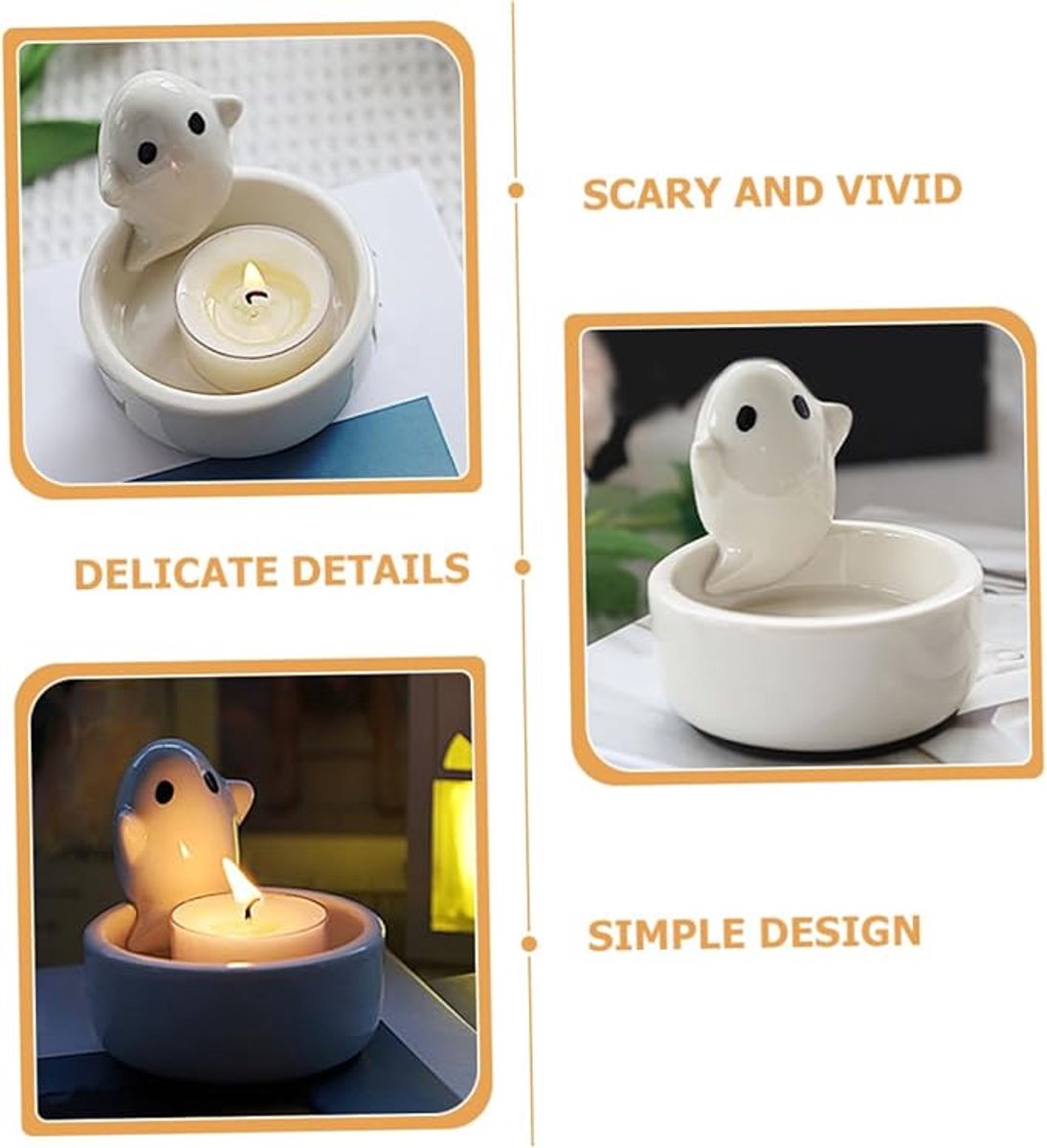 Candle Holder - 1-Piece - Ceramic Ghost Candle Holder - Cute Ghost Ornament - Birthday Gift - Desk Decoration V1188-ZXY-11230
