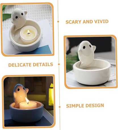 Candle Holder - 1-Piece - Ceramic Ghost Candle Holder - Cute Ghost Ornament - Birthday Gift - Desk Decoration V1188-ZXY-11230