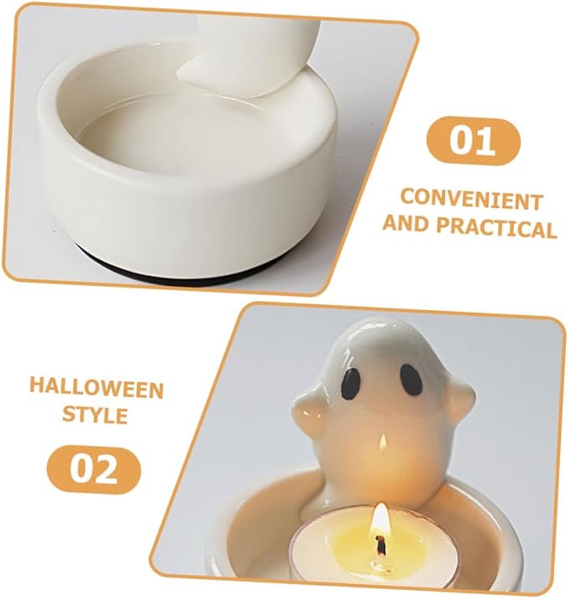Candle Holder - 1-Piece - Ceramic Ghost Candle Holder - Cute Ghost Ornament - Birthday Gift - Desk Decoration V1188-ZXY-11230