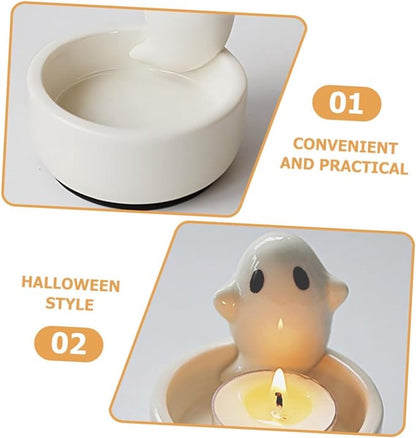 Candle Holder - 1-Piece - Ceramic Ghost Candle Holder - Cute Ghost Ornament - Birthday Gift - Desk Decoration V1188-ZXY-11230