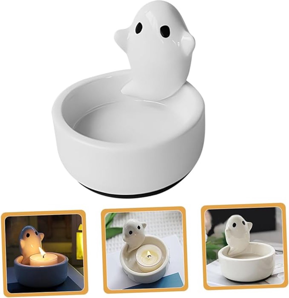 Candle Holder - 1-Piece - Ceramic Ghost Candle Holder - Cute Ghost Ornament - Birthday Gift - Desk Decoration V1188-ZXY-11230