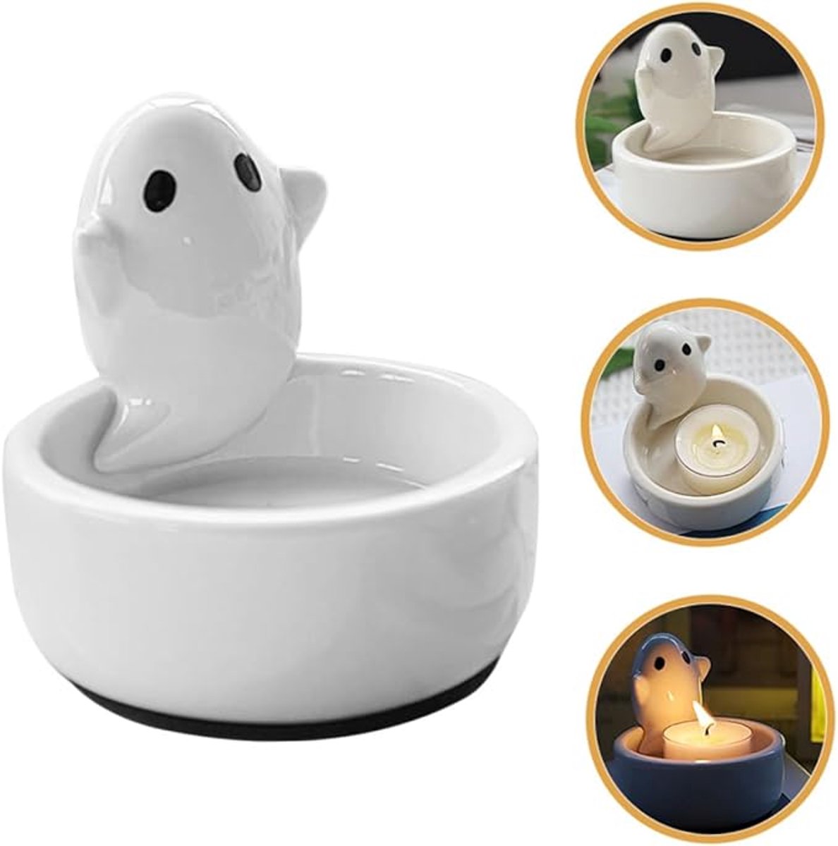 Candle Holder - 1-Piece - Ceramic Ghost Candle Holder - Cute Ghost Ornament - Birthday Gift - Desk Decoration V1188-ZXY-11230