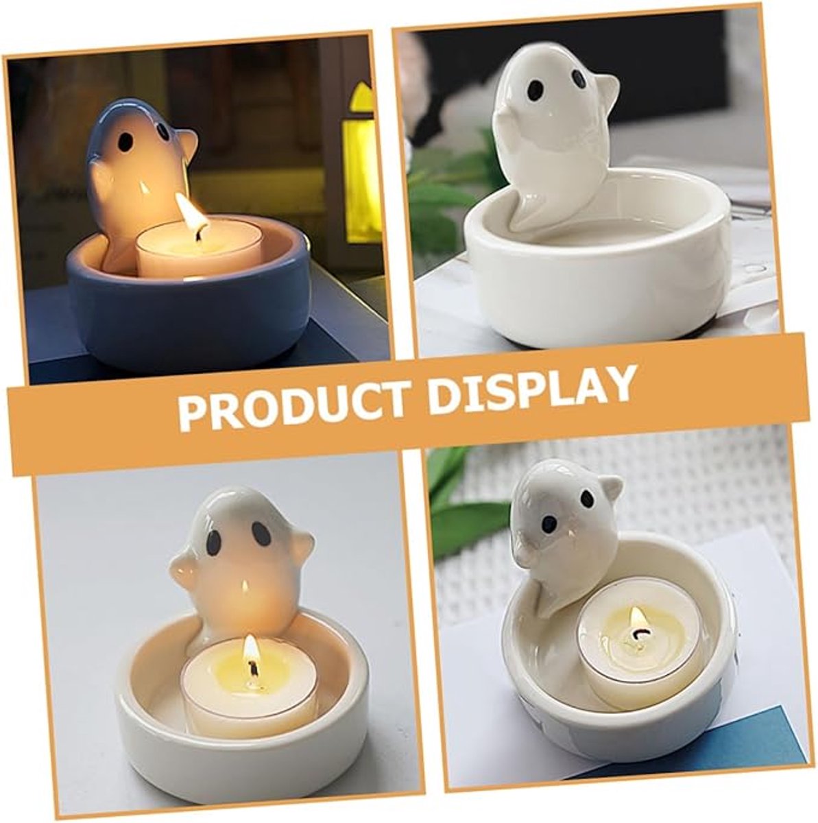 Candle Holder - 1-Piece - Ceramic Ghost Candle Holder - Cute Ghost Ornament - Birthday Gift - Desk Decoration V1188-ZXY-11230