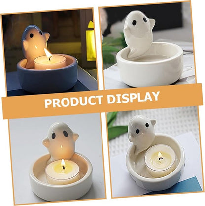 Candle Holder - 1-Piece - Ceramic Ghost Candle Holder - Cute Ghost Ornament - Birthday Gift - Desk Decoration V1188-ZXY-11230