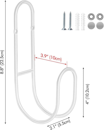 Garden Hose Hanging System - Wall Mount for Neat Storage - Stainless Steel Frame - White V1188-ZXY-11239