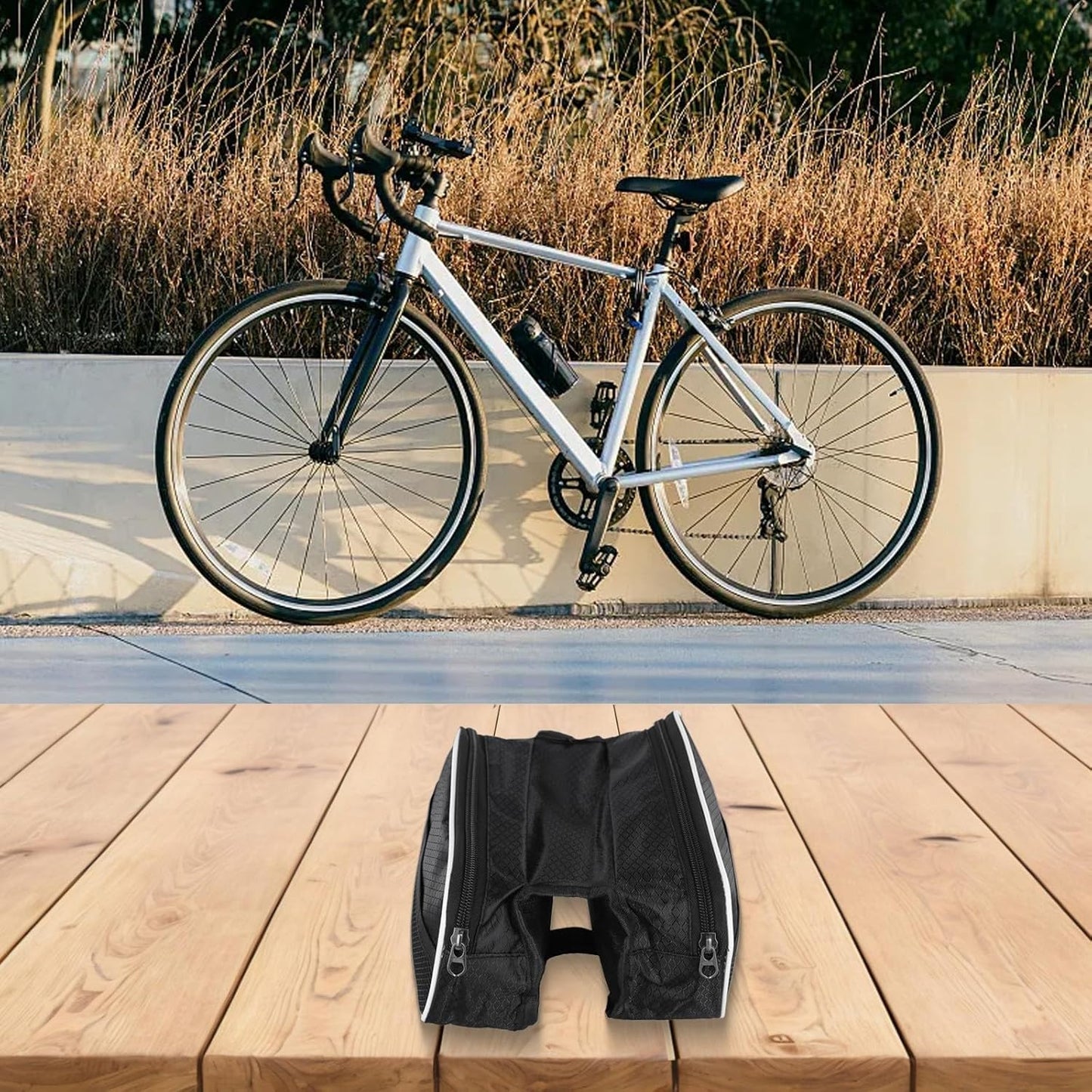 2 artikelen - Fietsstuurtassen - Waterdichte fietsframe-stuurtassen - Fiets bovenbuistassen - Fietsuitrusting V1188-ZXY-117-0011