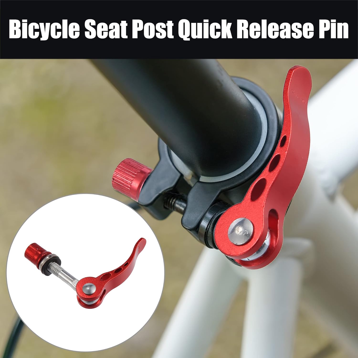2pcs M6*65mm Aluminium Alloy Bicycle Seat Post Quick Release Pin Seatpost Skewer Bolt Red V1188-ZXY-117-0012