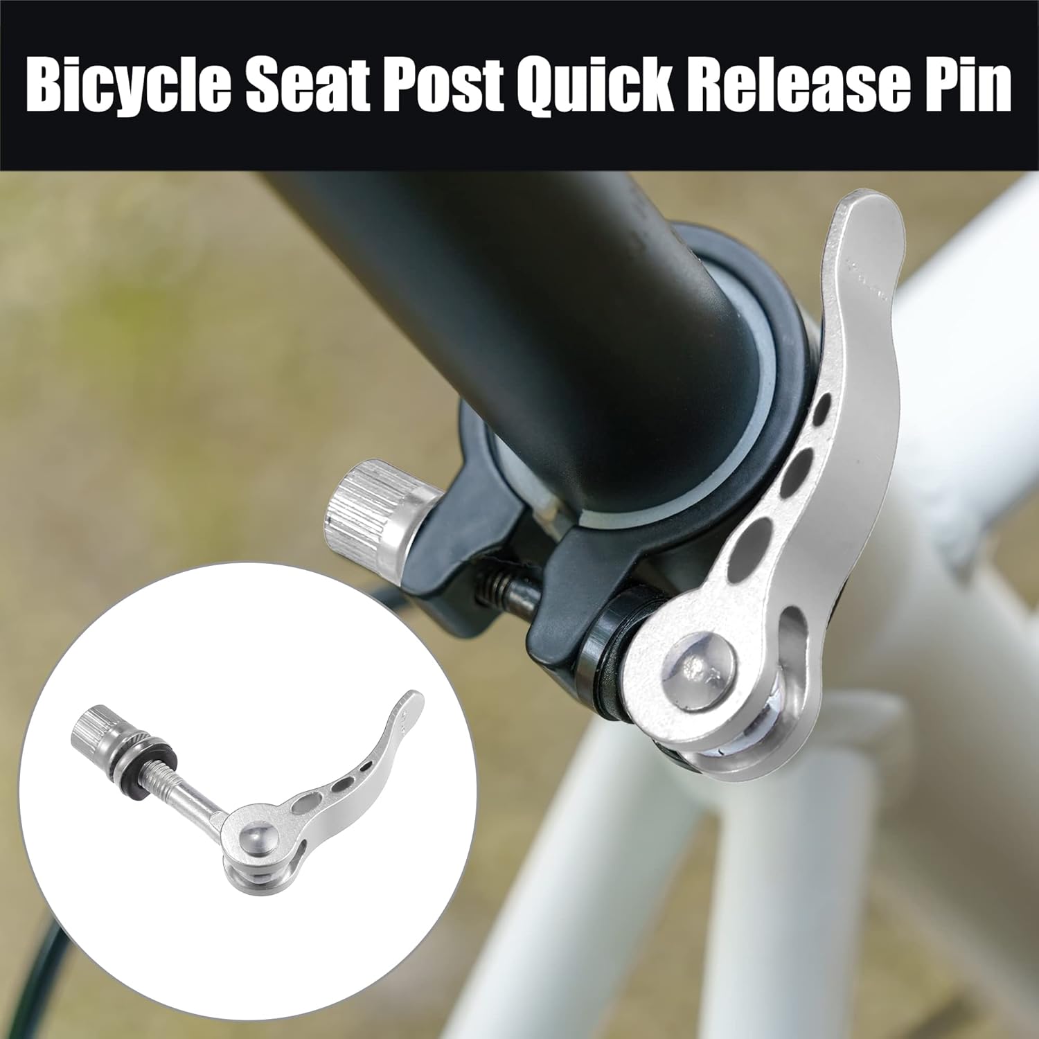 2pcs M6*65mm Aluminium Alloy Bicycle Seat Post Quick Release Pin Seatpost Skewer Bolt Silver Tone V1188-ZXY-117-0013