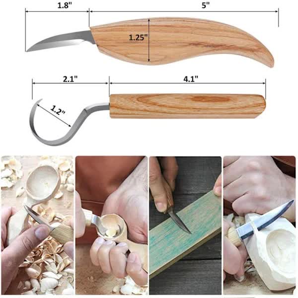 Wood Carving Tool Set - 3-in-1 Wood Carving Set - Includes Hook Chisel, Wood Carving Chisel, and Chopping V1188-ZXY-117-0022