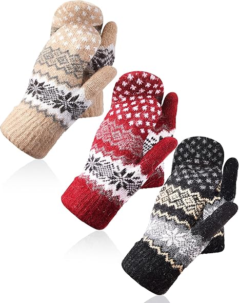 Pack of 3 pairs - Warm winter gloves for women - Extra thick - Knitted imitation - Suitable for cold winter V1188-ZXY-117-0025