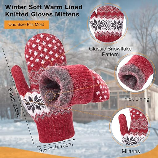 Pack of 3 pairs - Warm winter gloves for women - Extra thick - Knitted imitation - Suitable for cold winter V1188-ZXY-117-0025