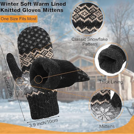 Pack of 3 pairs - Warm winter gloves for women - Extra thick - Knitted imitation - Suitable for cold winter V1188-ZXY-117-0026