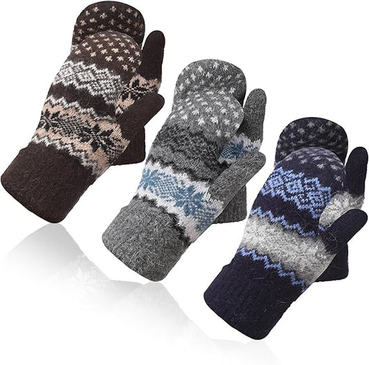 Pack of 3 pairs - Warm winter gloves for women - Extra thick - Knitted imitation - Suitable for cold winter V1188-ZXY-117-0027
