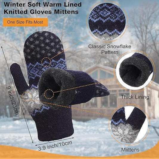 Pack of 3 pairs - Warm winter gloves for women - Extra thick - Knitted imitation - Suitable for cold winter V1188-ZXY-117-0027