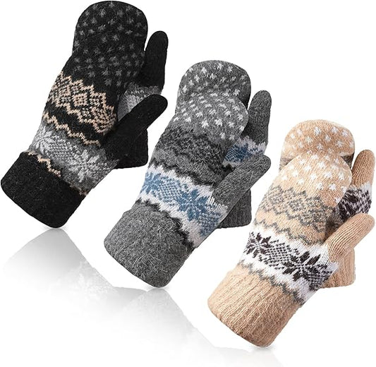 Pack of 3 pairs - Warm winter gloves for women - Extra thick - Knitted imitation - Suitable for cold winter V1188-ZXY-117-0028