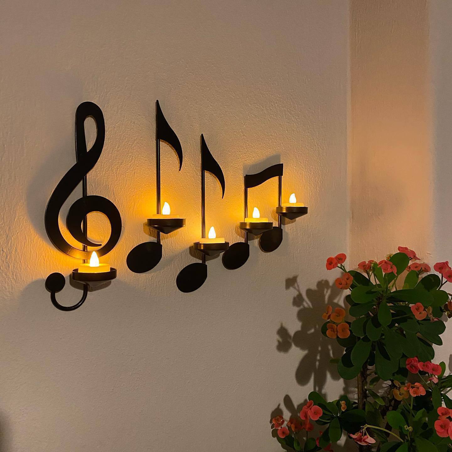 Music Note Candlestick - Wall Decoration - Wrought Iron Candlestick - Wall Decoration - Candle Holder V1188-ZXY-117-0032