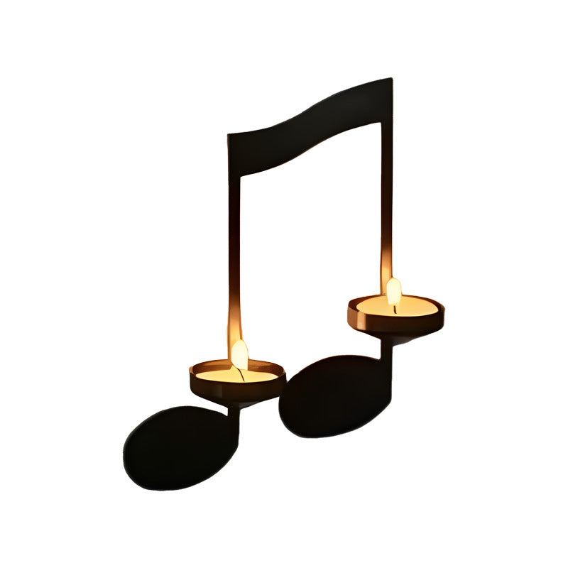 Music Note Candlestick - Wall Decoration - Wrought Iron Candlestick - Wall Decoration - Candle Holder V1188-ZXY-117-0032
