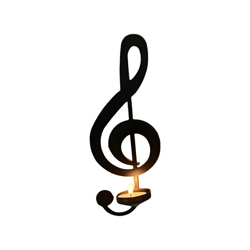 Music Note Candlestick - Wall Decoration - Wrought Iron Candlestick - Wall Decoration - Candle Holder V1188-ZXY-117-0032