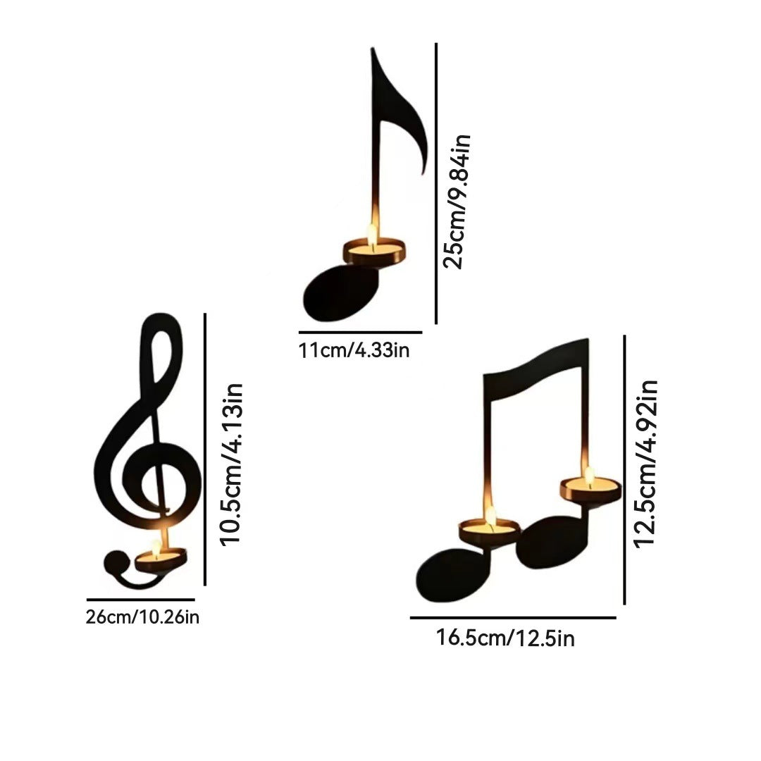 Music Note Candlestick - Wall Decoration - Wrought Iron Candlestick - Wall Decoration - Candle Holder V1188-ZXY-117-0032