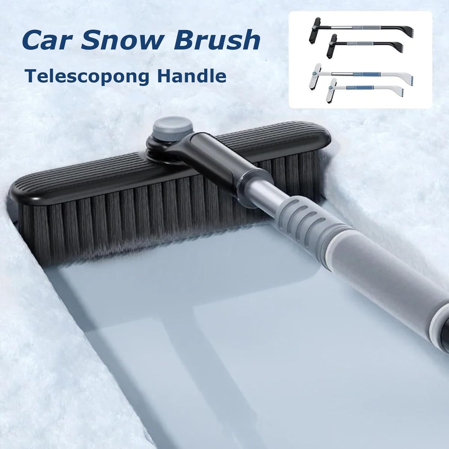3-in-1 Snow Brush and Ice Scraper for Car Windows - Extendable Snow Remover - 360 degrees Rotating Snow Brush V1188-ZXY-117-0041