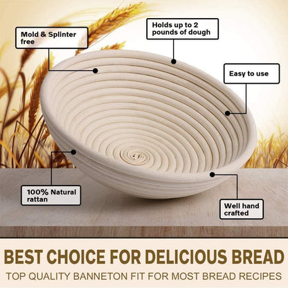 Proofing Basket 23 cm - Bread Baking - Banneton - Proofing Basket Bread - Proofing Basket Round - Rattan V1188-ZXY-117-0050