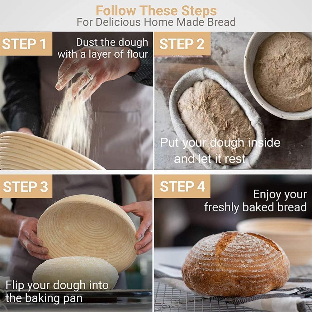 Proofing Basket 23 cm - Bread Baking - Banneton - Proofing Basket Bread - Proofing Basket Round - Rattan V1188-ZXY-117-0050