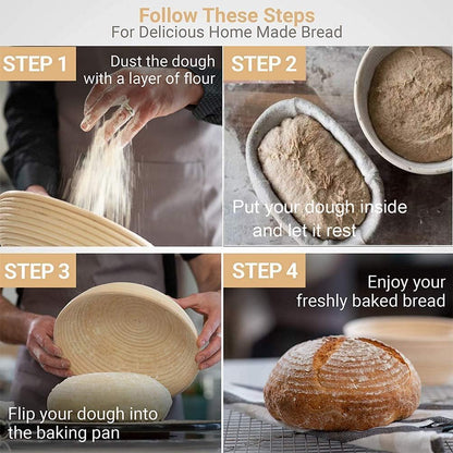Proofing Basket 23 cm - Bread Baking - Banneton - Proofing Basket Bread - Proofing Basket Round - Rattan V1188-ZXY-117-0050