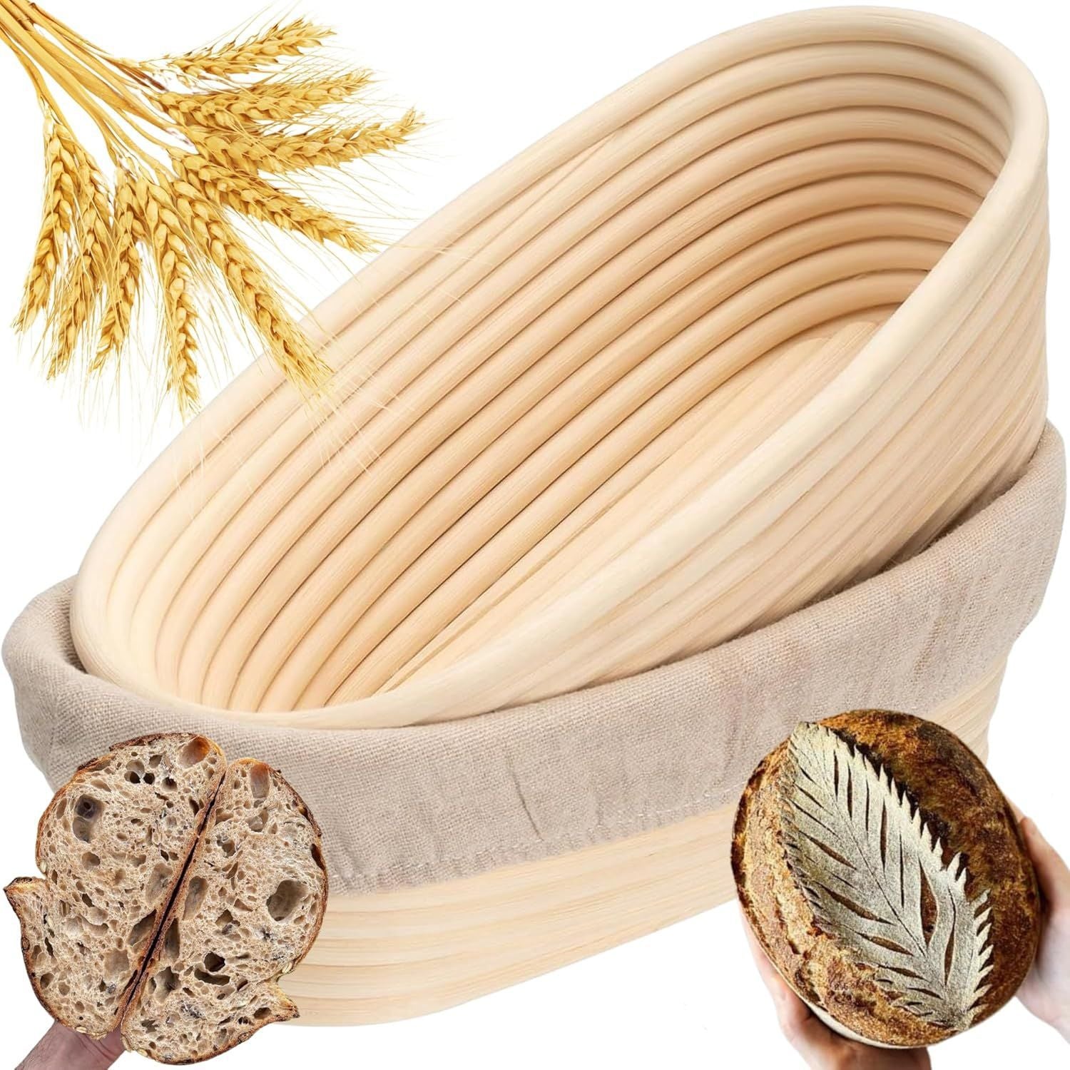 Proofing Basket - Bread Baking - Banneton | 21*15*8cm - Bread Proofing Basket - Oval Proofing Basket - Rattan V1188-ZXY-117-0052
